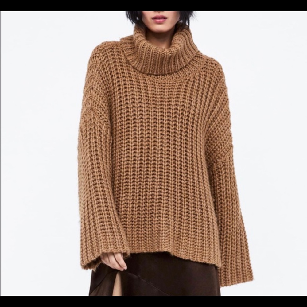 Zara brown chunky knot sweater